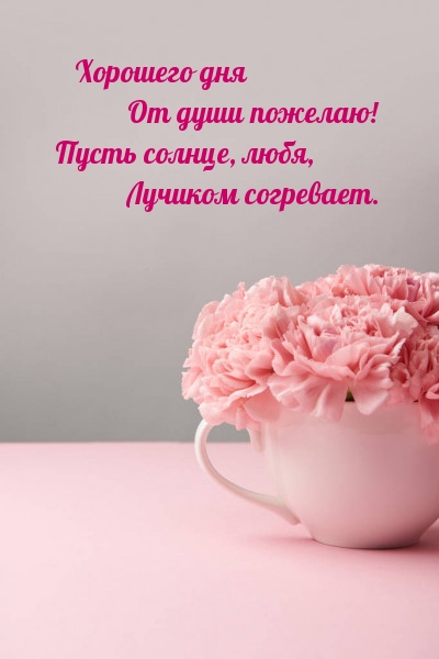 Картинка: Хорошего дня! Пусть солнце, любя, лучиком согревает.